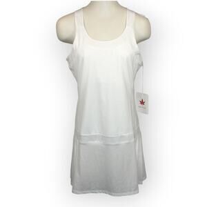 BOAST USA Women Side Pleated Tennis Tank Dress Large White Bra Pickleball